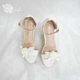  Giày cưới đế xuồng đính hoa ngọc lan trắng Kiyoko 