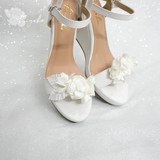  Giày cưới đế xuồng trắng đính hoa ngọc lan 9cm 