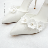  Giày cưới Kiyoko gót nhọn có quai 10cm hoa Sankayou 