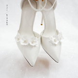  Giày cưới Kiyoko gót nhọn có quai 10cm hoa Sankayou 