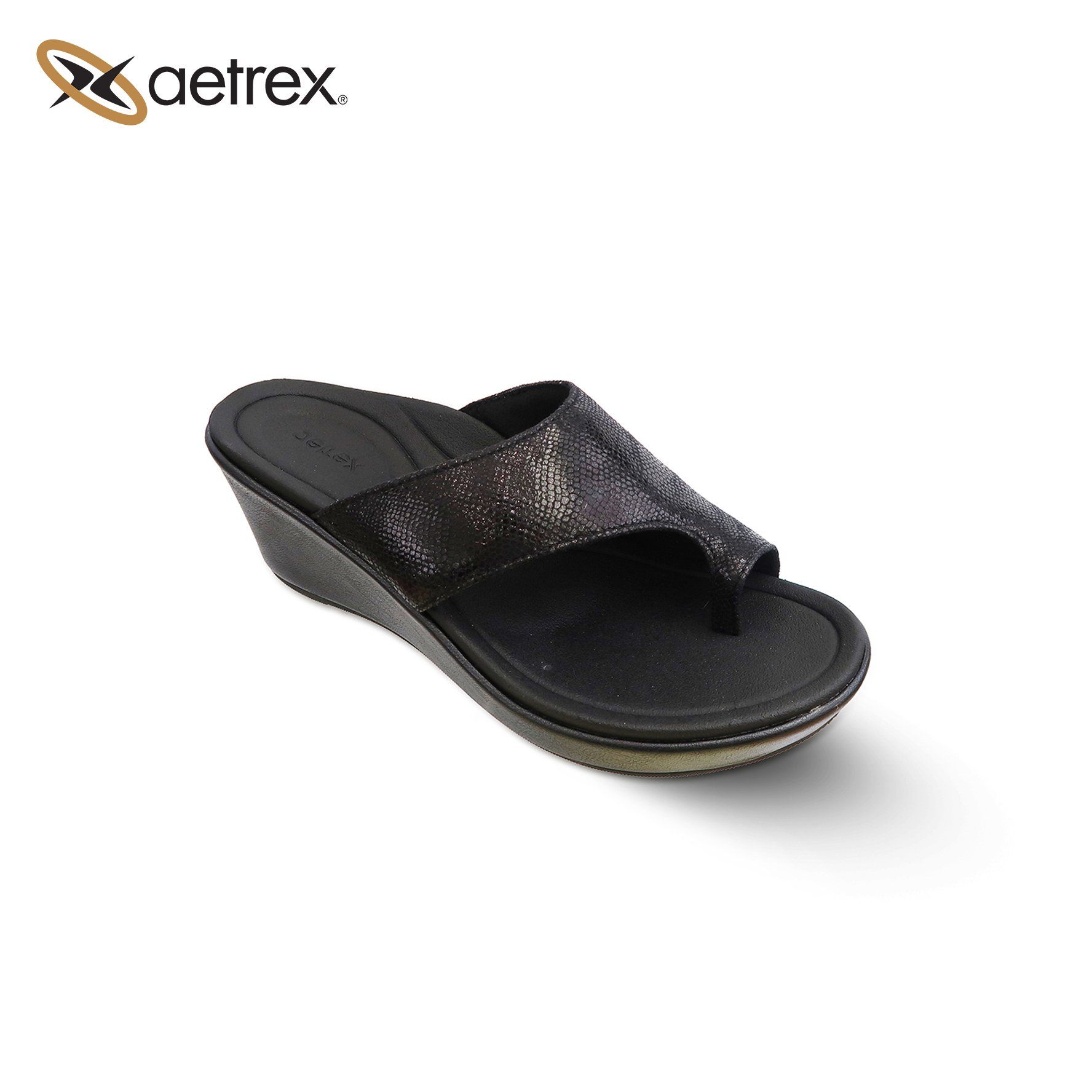 Dép sức khỏe nữ Aetrex Trish Black