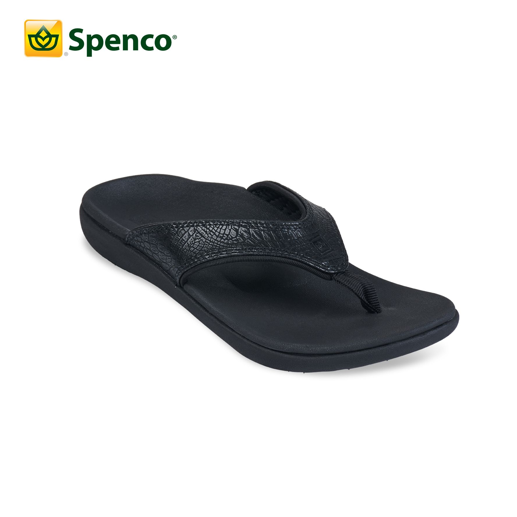 Dép sức khỏe nữ Spenco Yumi Croco Black