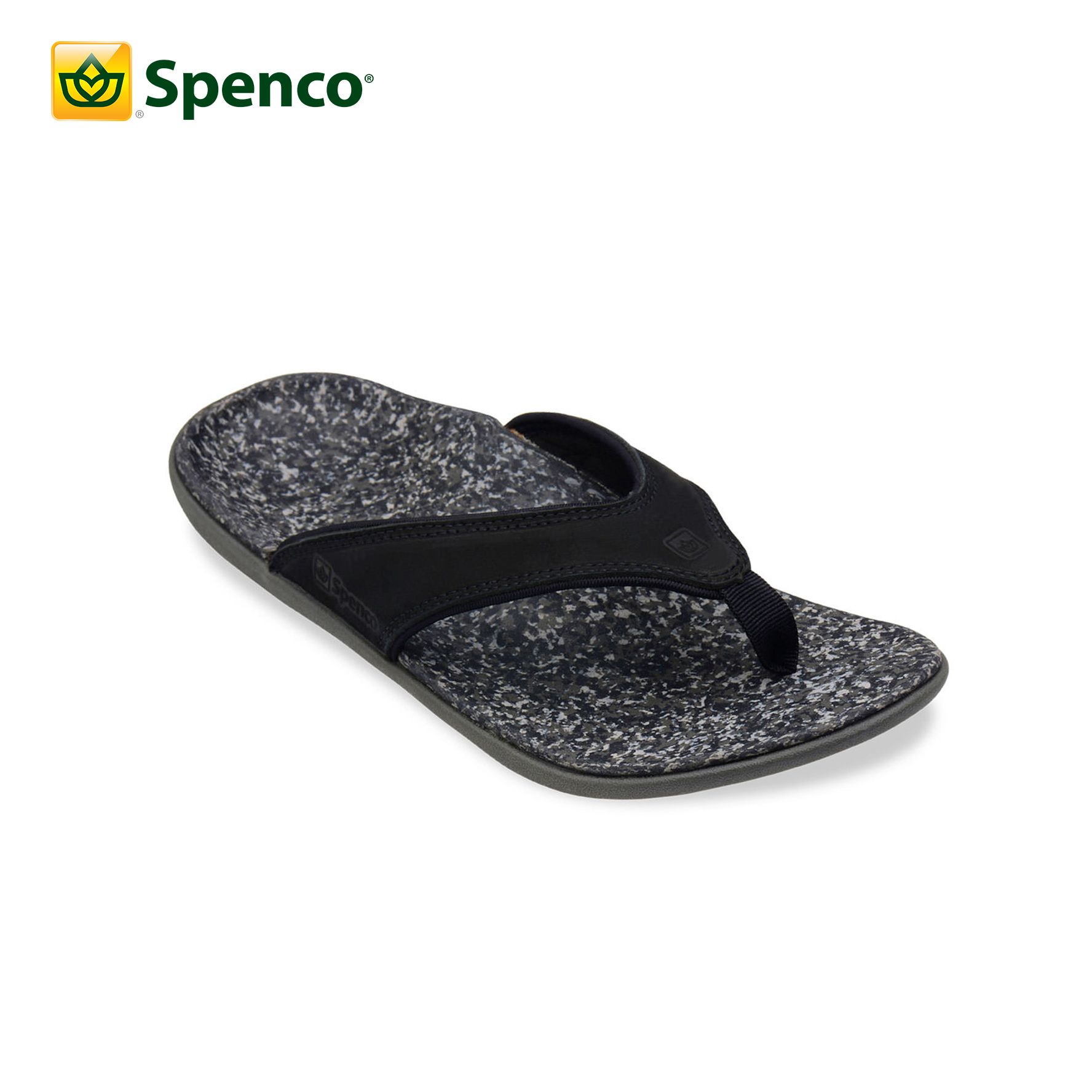 Dép sức khỏe nam Spenco Leather Black