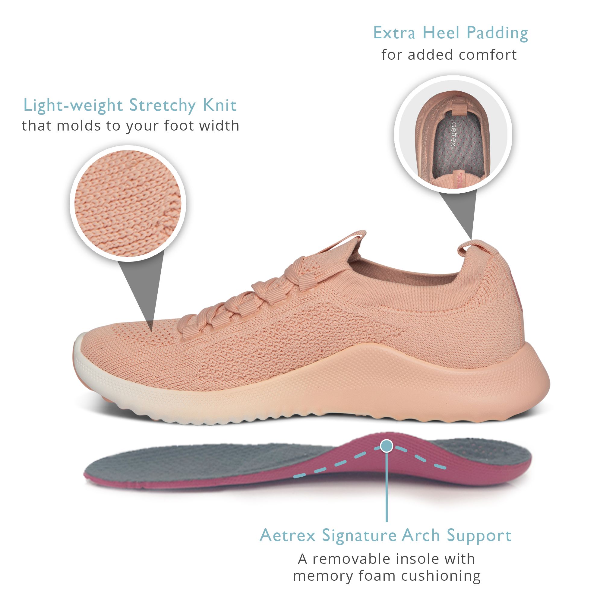 Giày sức khỏe nữ Aetrex Carly Pink