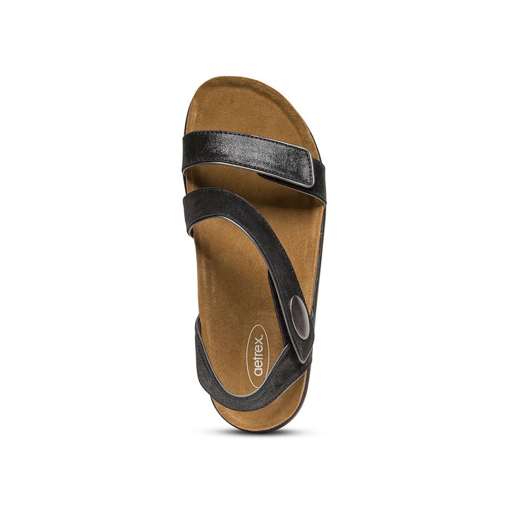 Sandal sức khỏe nữ Aetrex Camila Strap Black