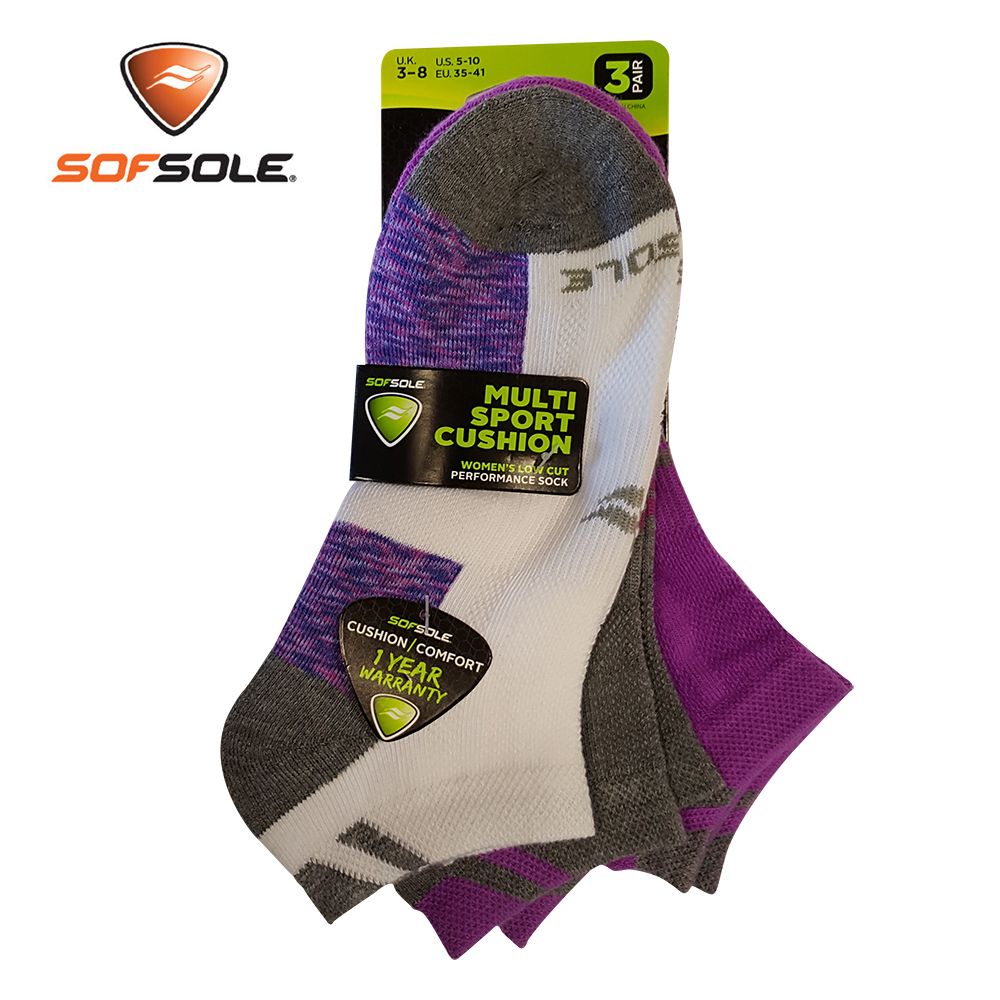 Combo 3 đôi vớ thể thao nữ Sofsole Sport Tím/Trắng