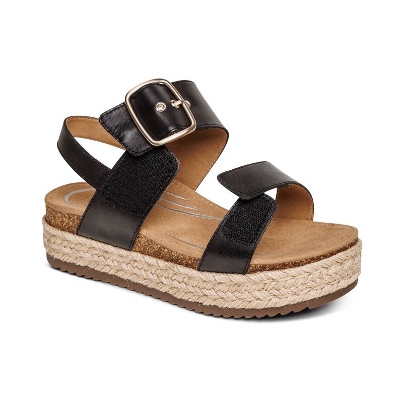 Giày Sandal cao gót sức khỏe nữ Aetrex Vania Black