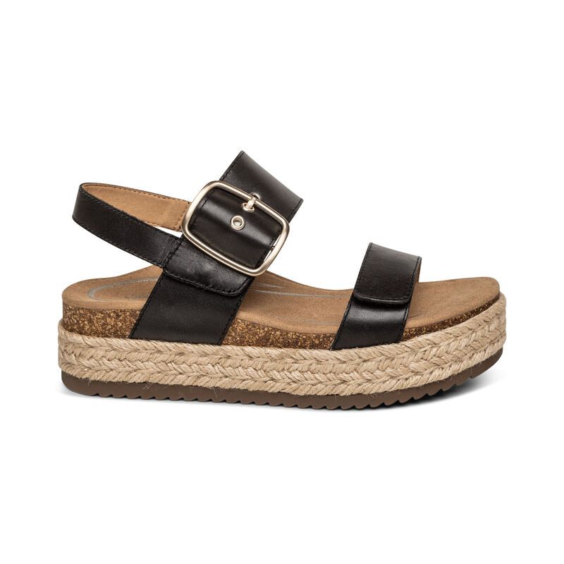 Giày Sandal cao gót sức khỏe nữ Aetrex Vania Black