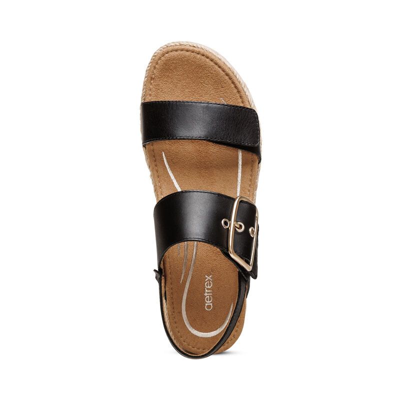 Giày Sandal cao gót sức khỏe nữ Aetrex Vania Black