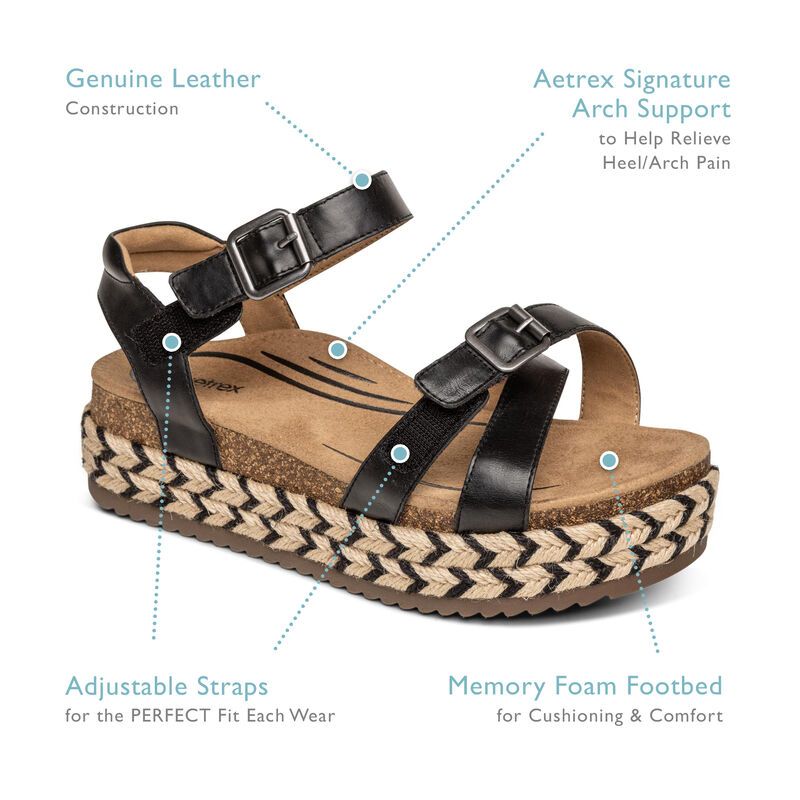  Giày Sandal cao gót sức khỏe nữ Aetrex Paula Walnut 