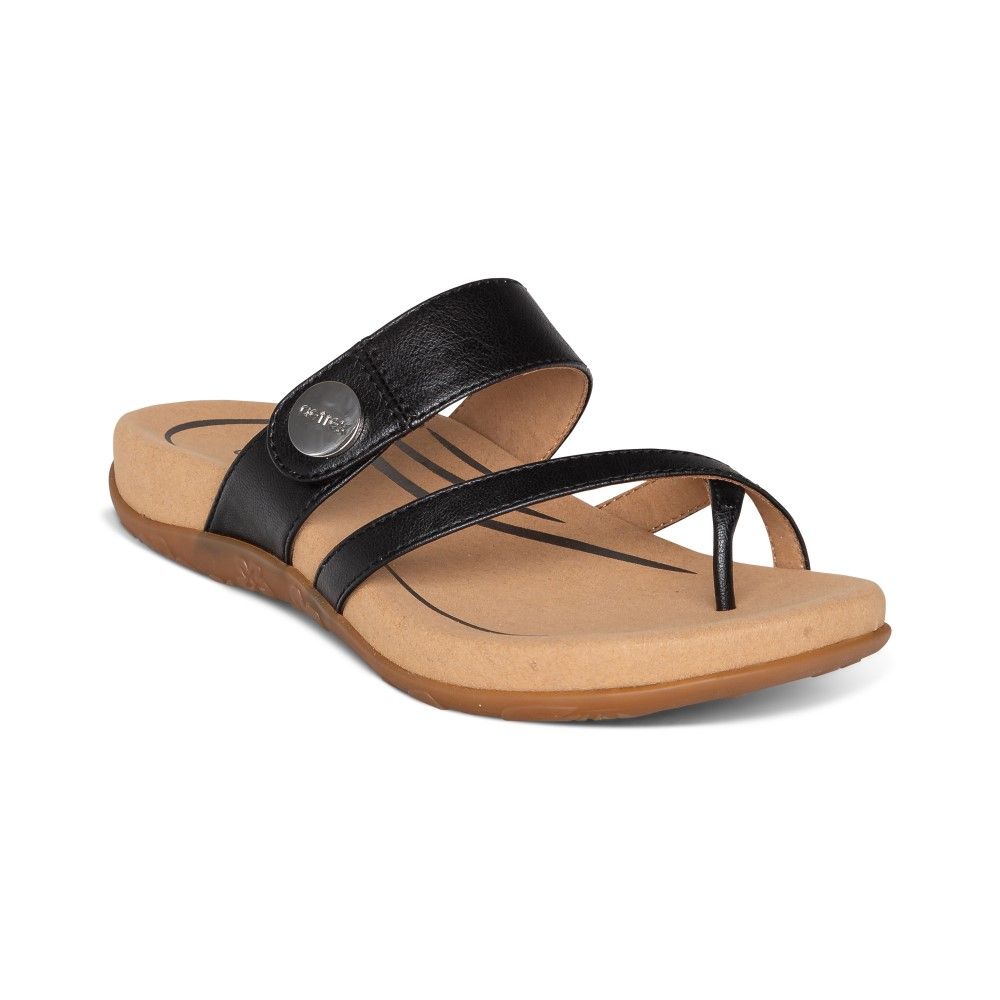 Dép xỏ ngón sức khỏe nữ Aetrex Izzy Black