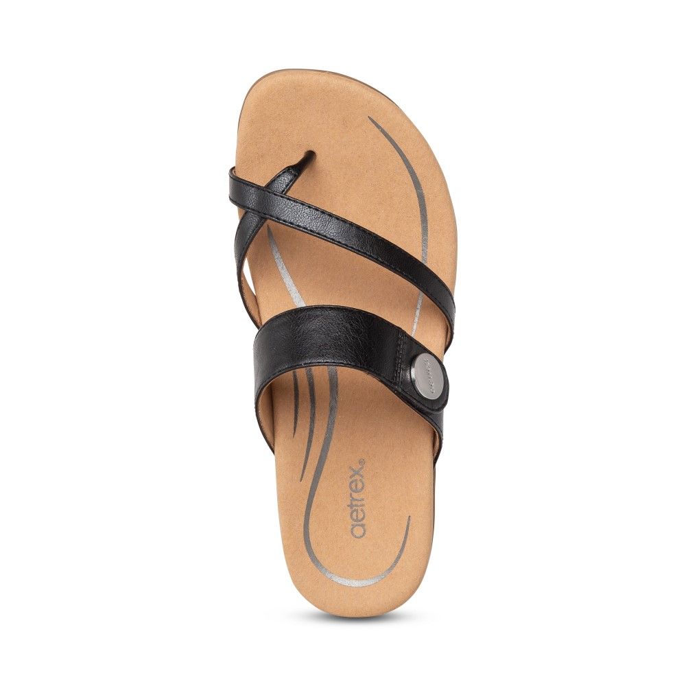 Dép xỏ ngón sức khỏe nữ Aetrex Izzy Black