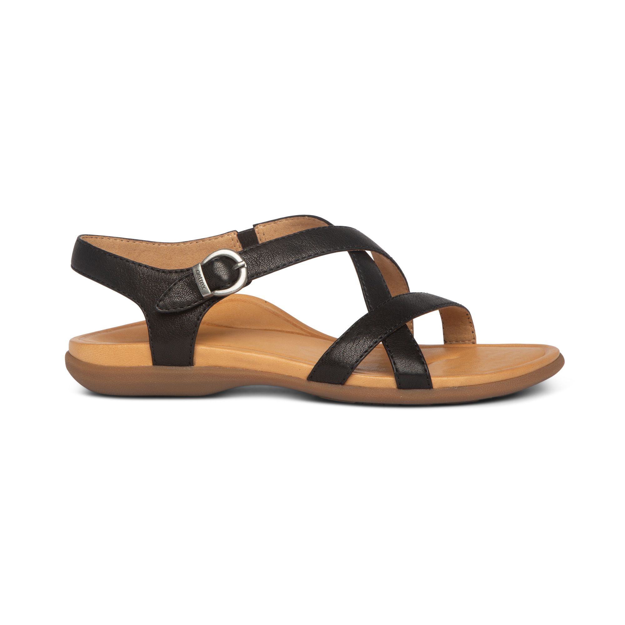 Sandal sức khỏe nữ Aetrex Penny Black