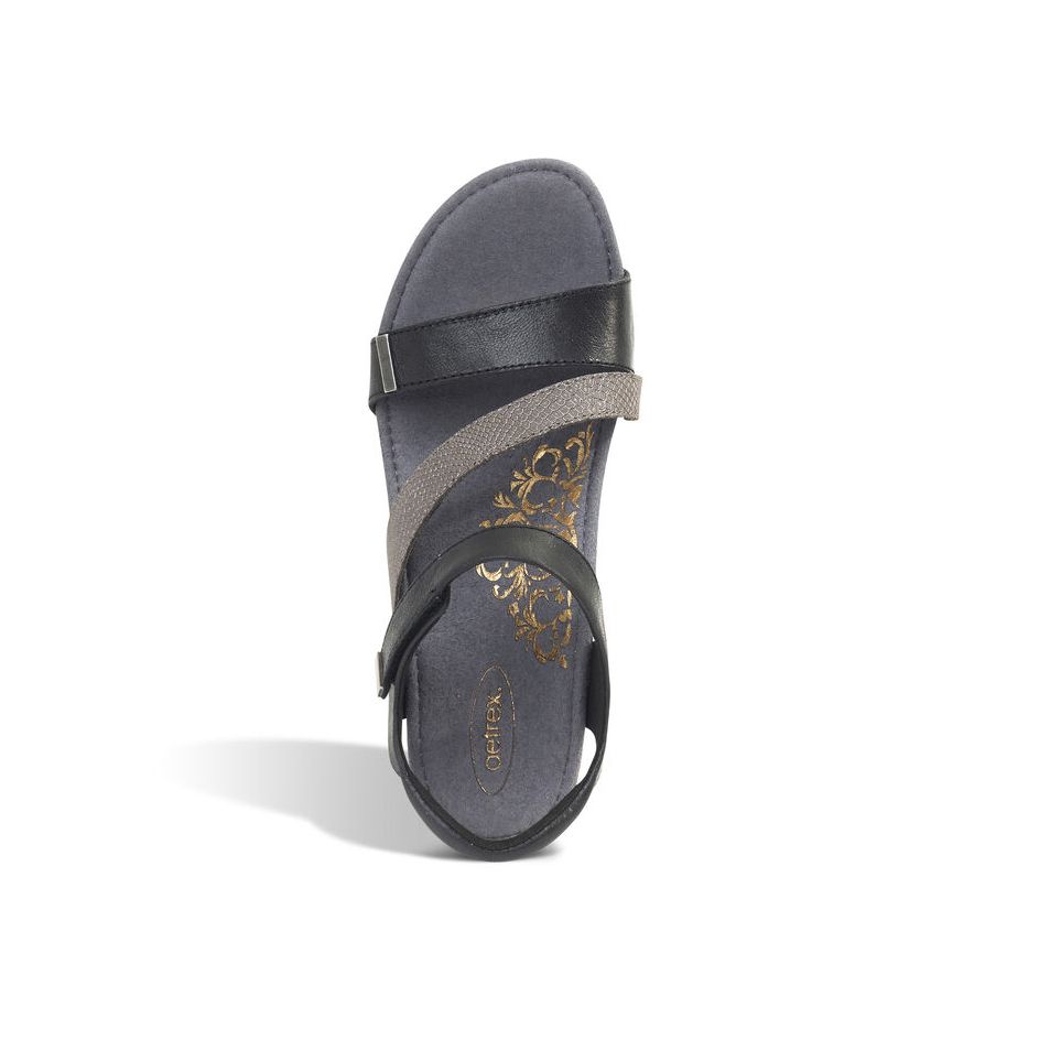 Sandal sức khỏe nữ Aetrex Brynn Black