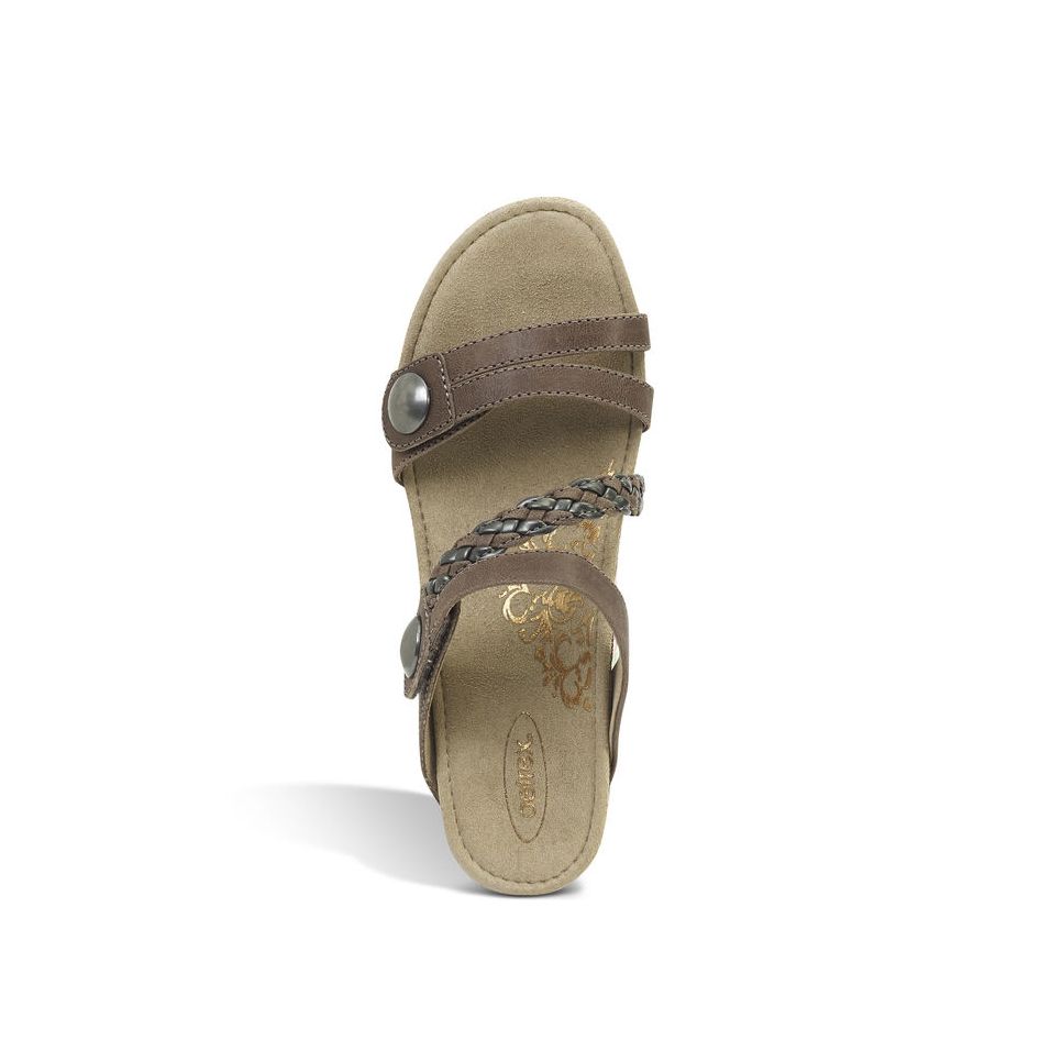 Dép sức khỏe nữ Aetrex Lydia Wedge Stone