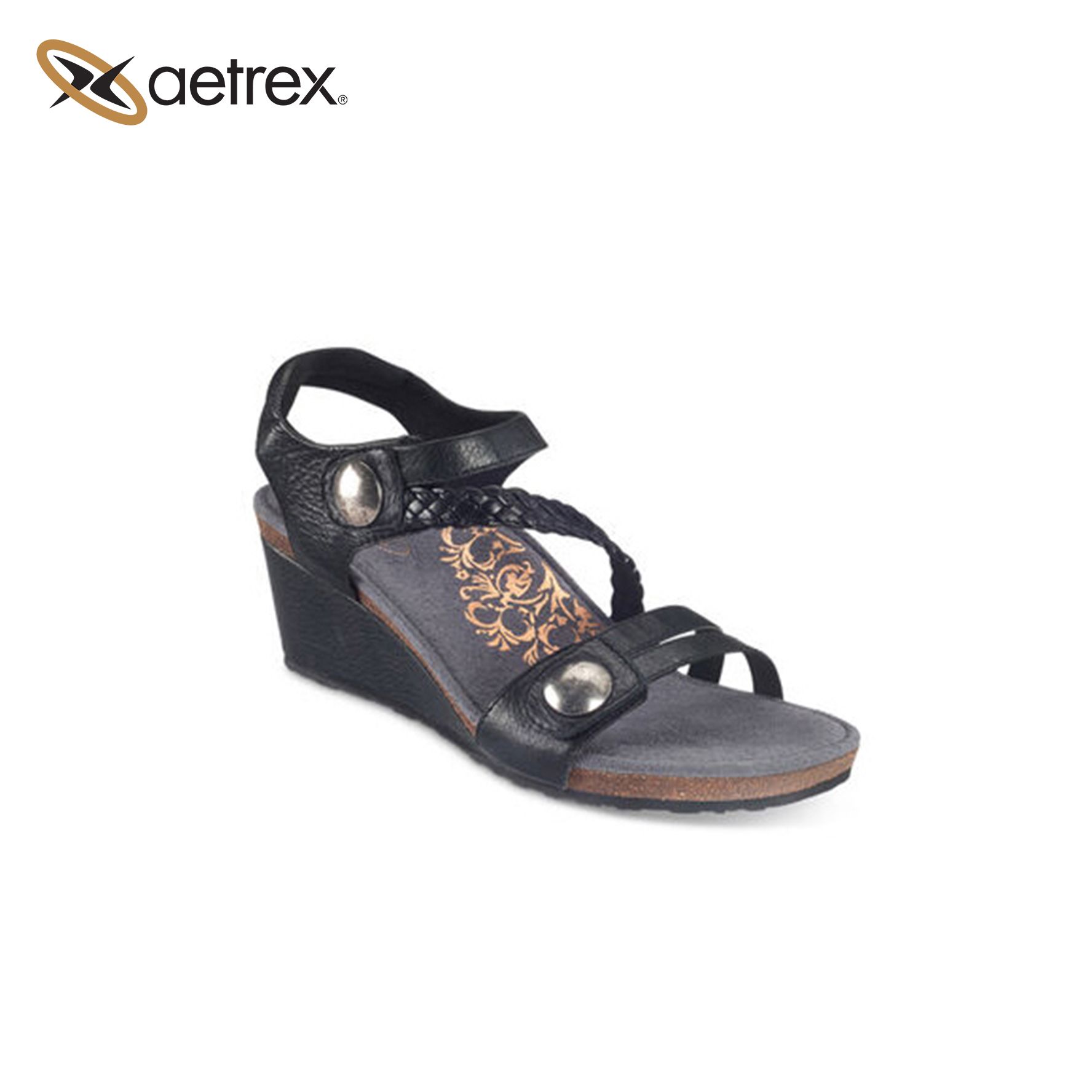 Sandal sức khỏe nữ Aetrex Naya Black