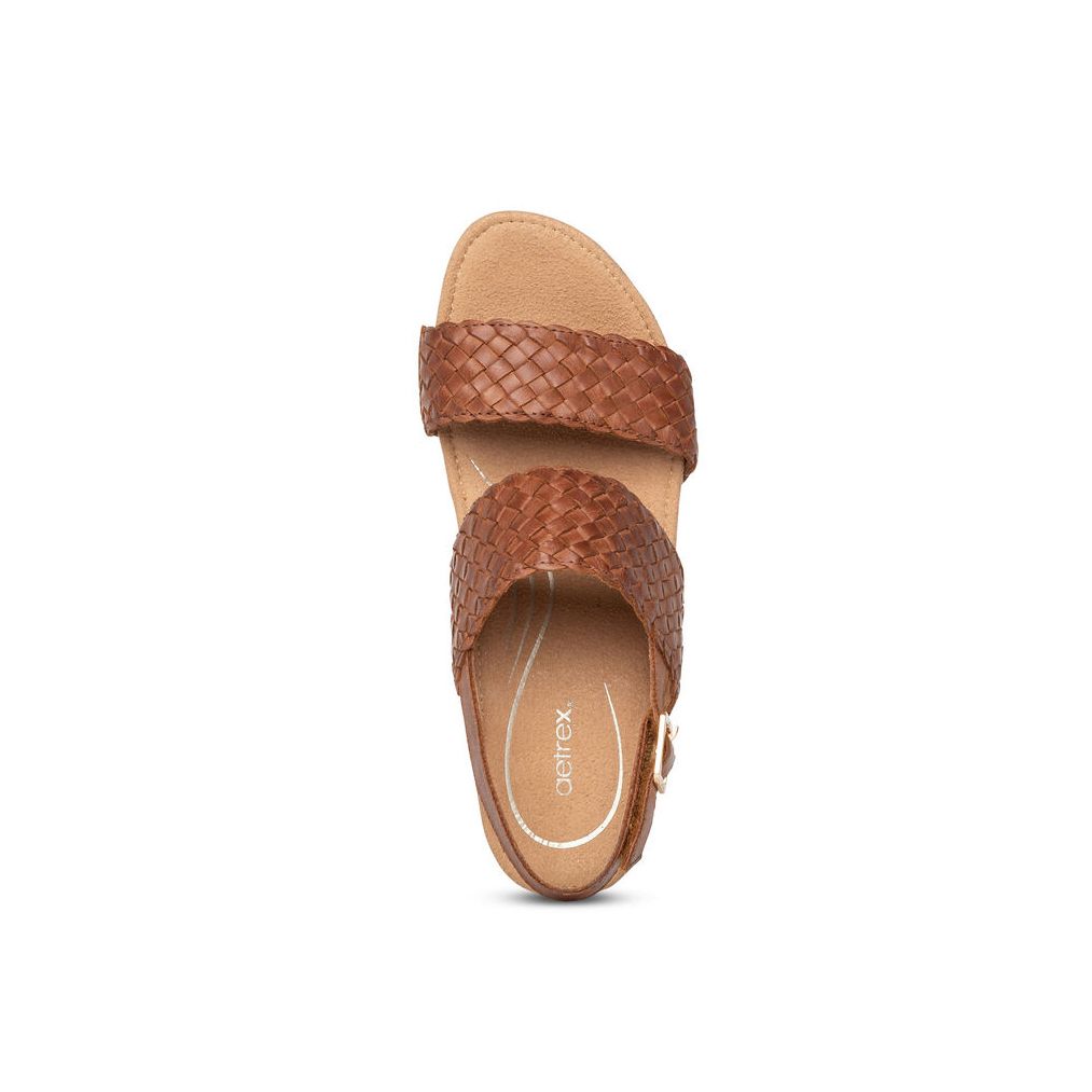 Sandal sức khỏe nữ Aetrex Summer Cognac