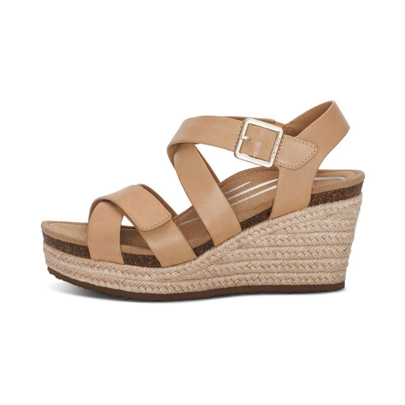 Giày sandal cao gót sức khỏe nữ Aetrex Anna Tan