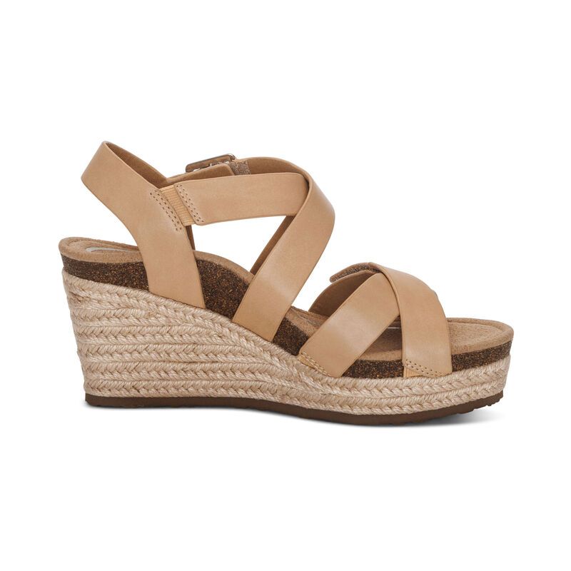 Giày sandal cao gót sức khỏe nữ Aetrex Anna Tan