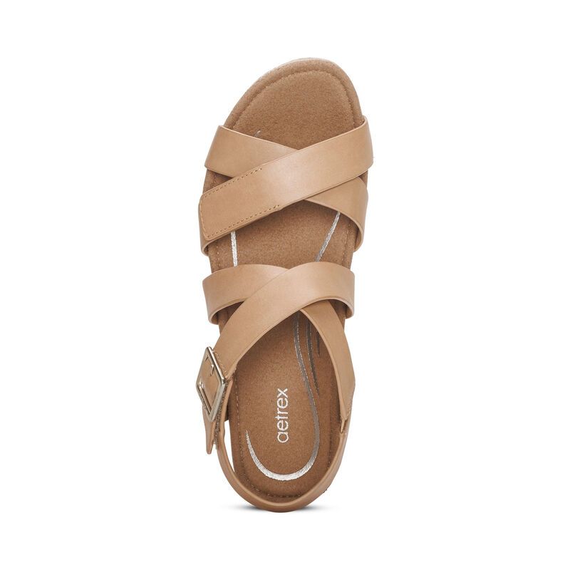 Giày sandal cao gót sức khỏe nữ Aetrex Anna Tan