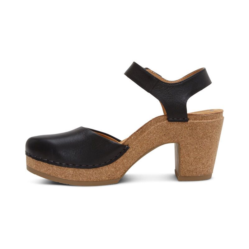 Giày sandal cao gót sức khỏe nữ Aetrex Finley Black