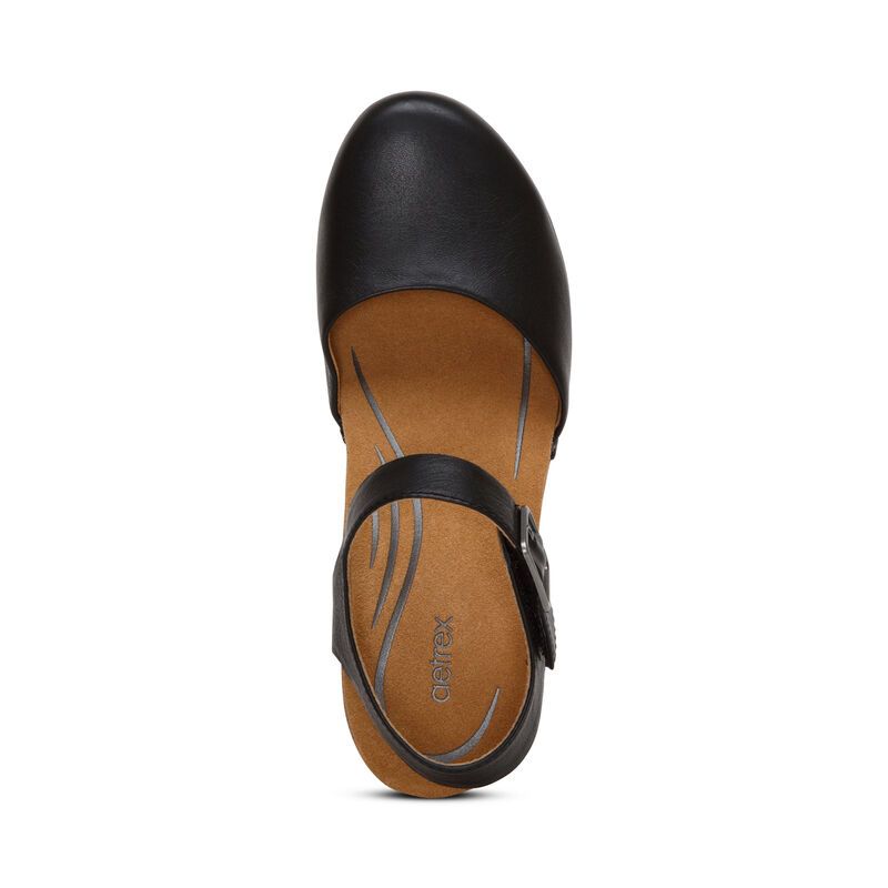 Giày sandal cao gót sức khỏe nữ Aetrex Finley Black
