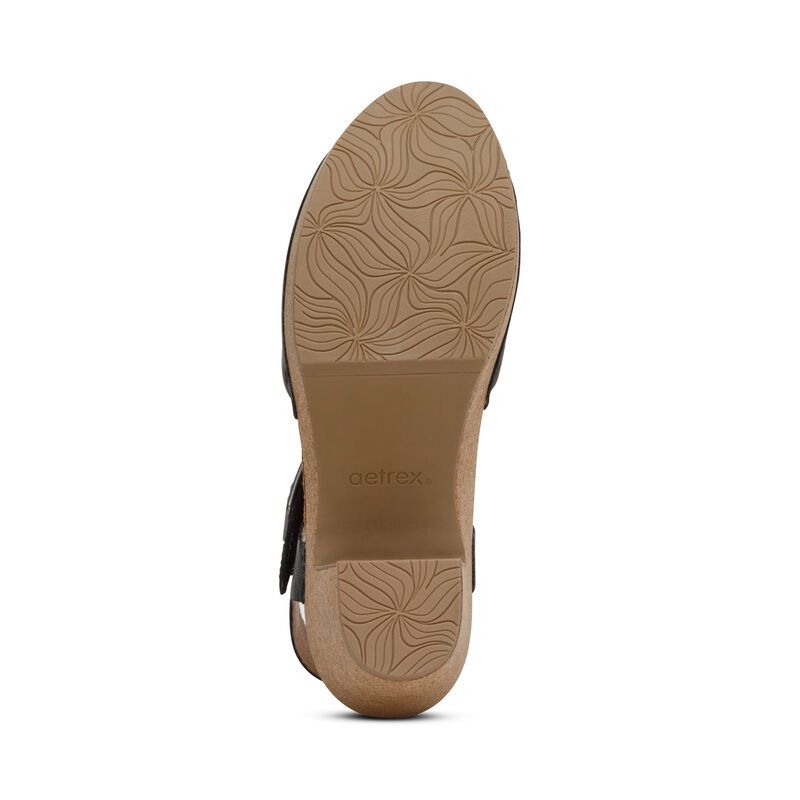 Giày sandal cao gót sức khỏe nữ Aetrex Finley Black