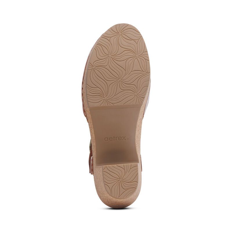 Giày sandal cao gót sức khỏe nữ Aetrex Finley Cognac