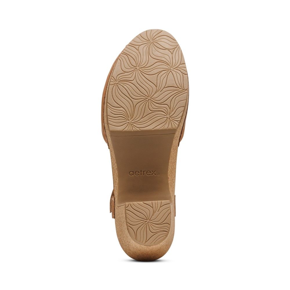 Giày sandal cao gót sức khỏe nữ Aetrex Finley Camel