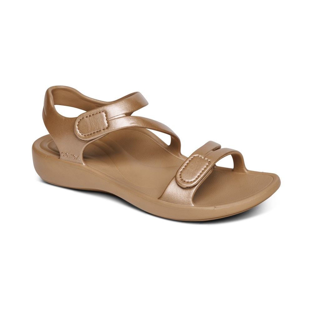 Giày sandal sức khoẻ nữ Aetrex Jillian Sport Champagne