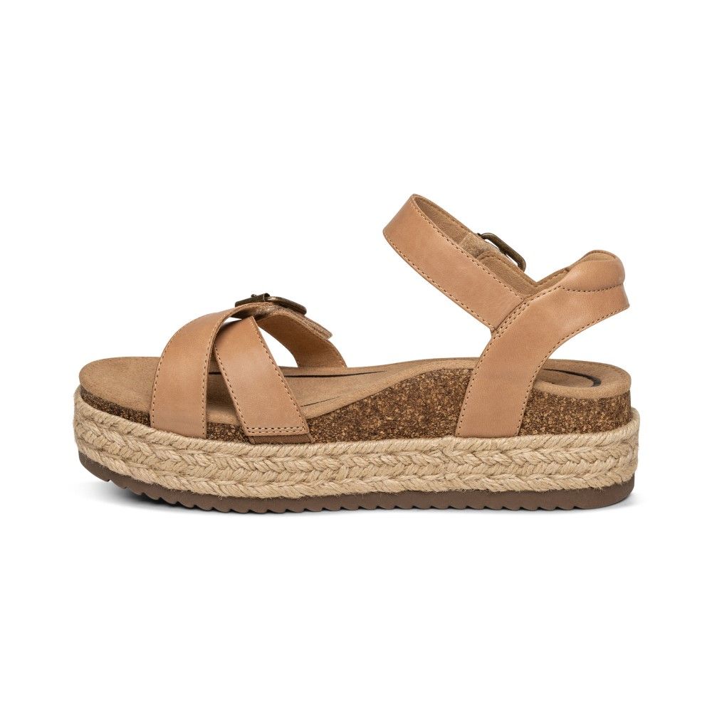 Giày Sandal cao gót sức khỏe nữ Aetrex Paula Camel
