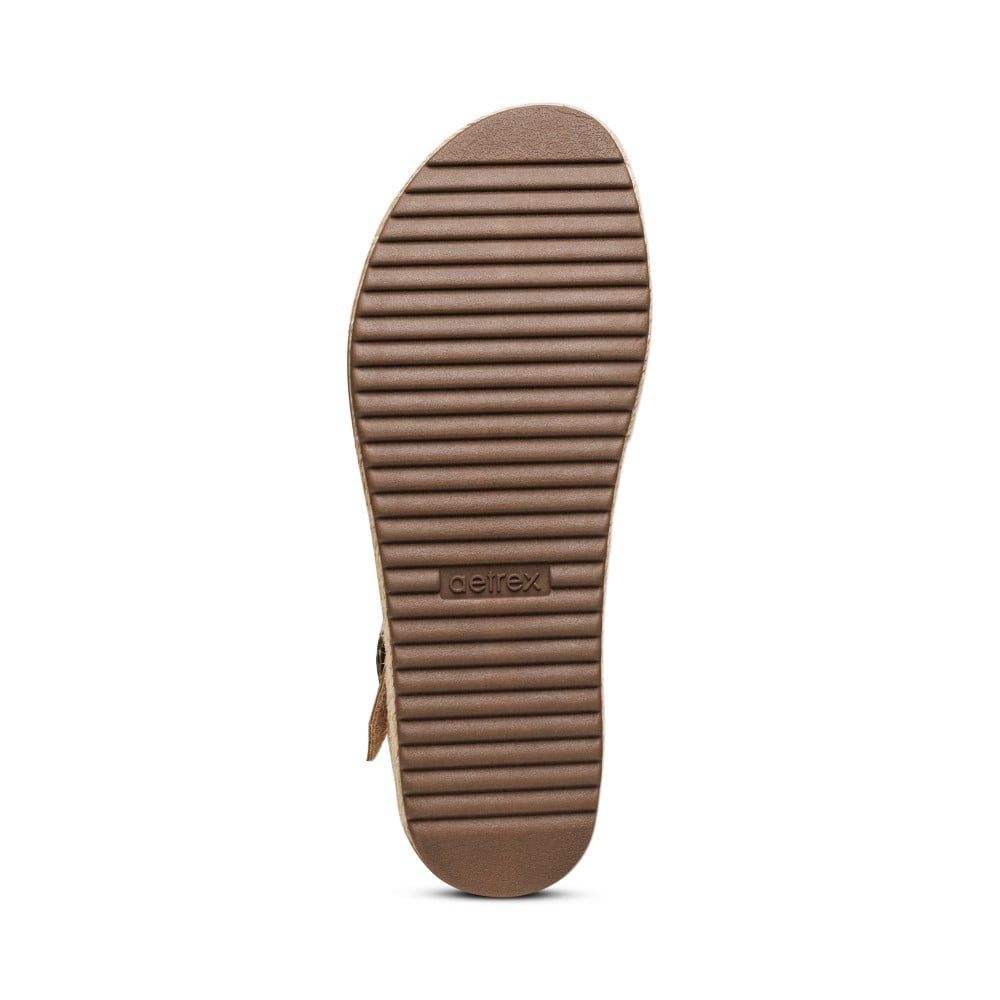 Giày Sandal cao gót sức khỏe nữ Aetrex Paula Camel