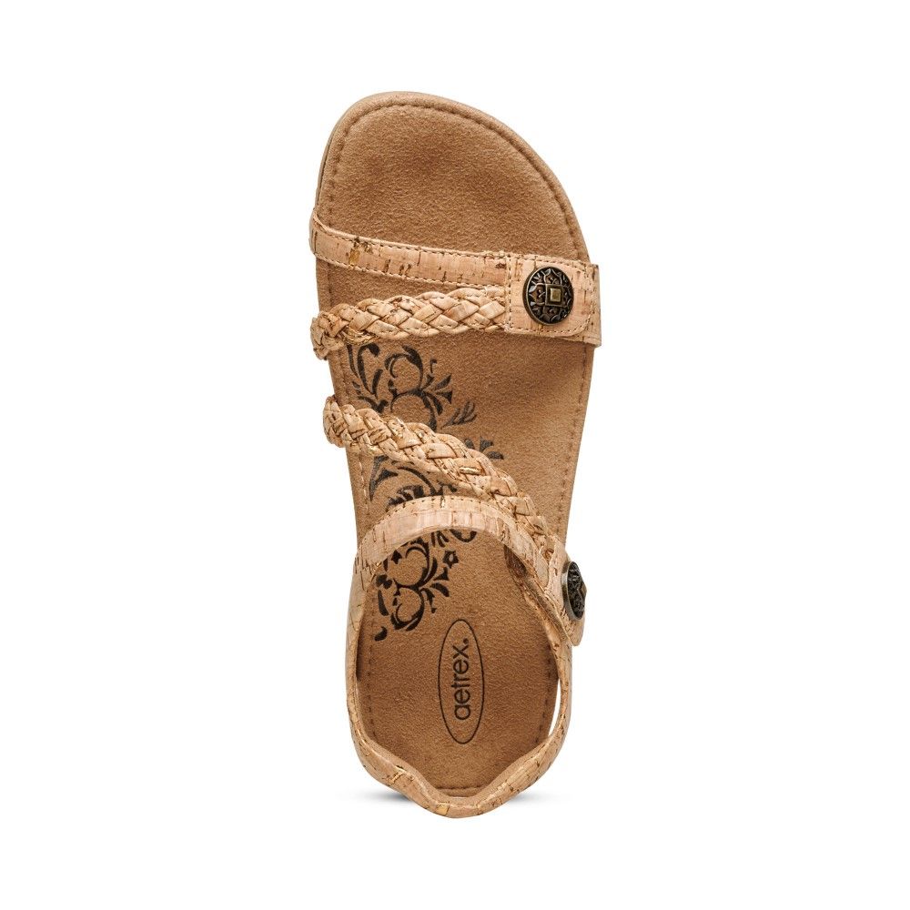 Giày sandal da sức khoẻ nữ Aetrex Jillian Brown