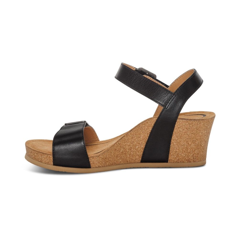 Giày sandal cao gót sức khoẻ nữ Aetrex Lexa Black