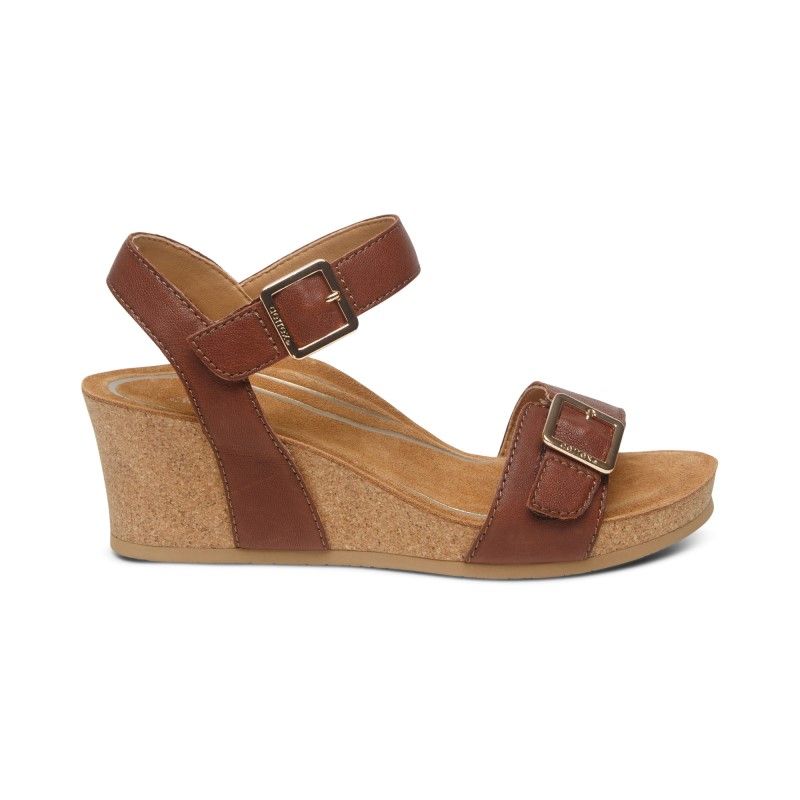 Giày Sandal cao gót sức khoẻ nữ Aetrex Lexa Brown