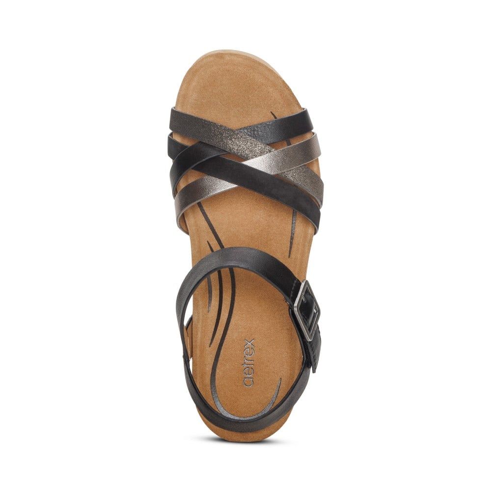 Giày sandal cao gót sức khoẻ nữ Aetrex Noelle Black
