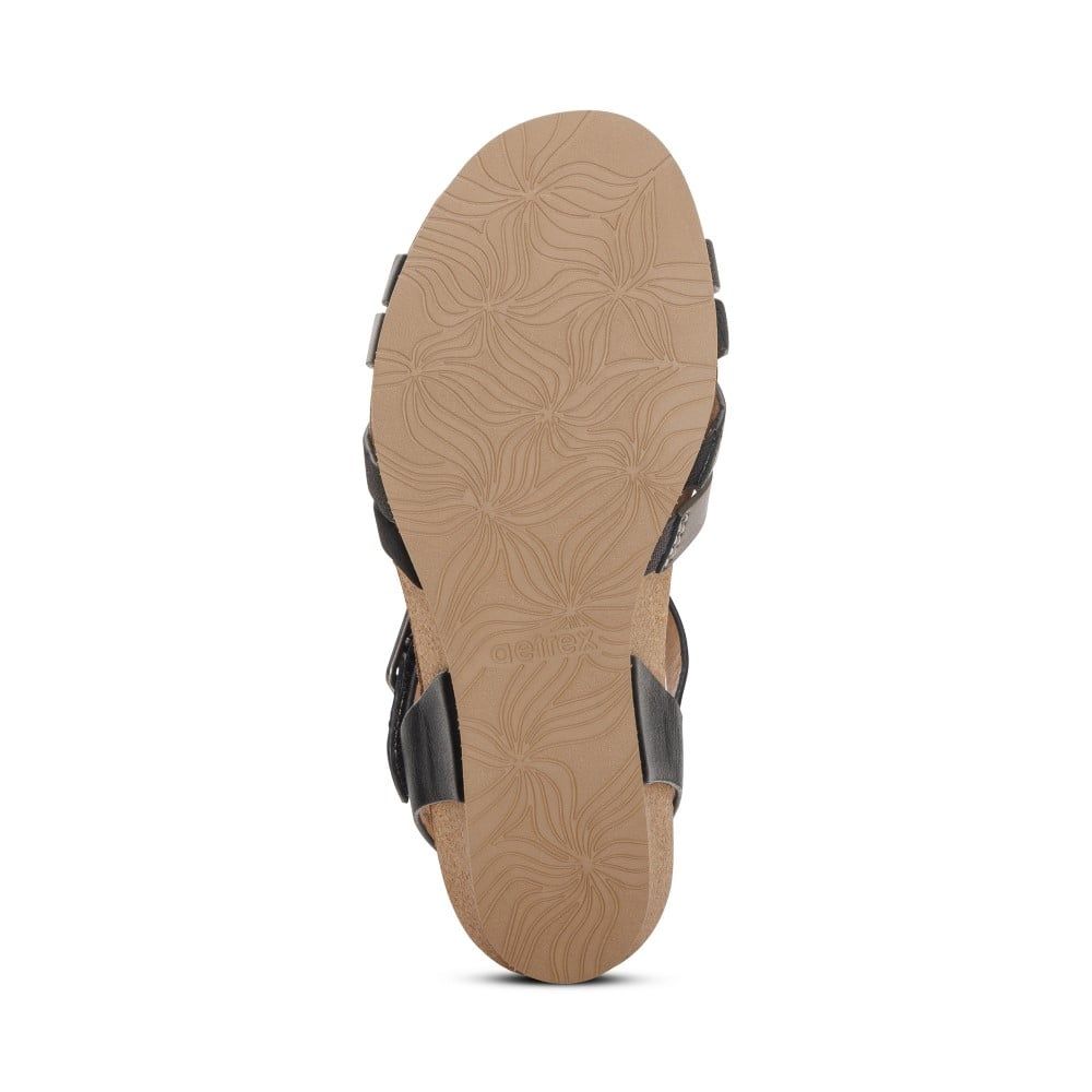 Giày sandal cao gót sức khoẻ nữ Aetrex Noelle Black