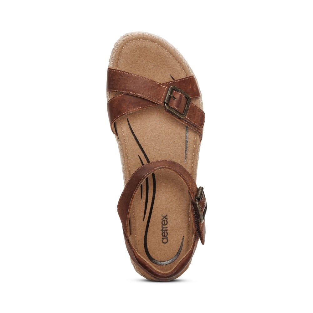  Giày Sandal cao gót sức khỏe nữ Aetrex Paula Walnut 