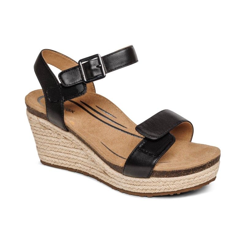  Giày Sandal cao gót sức khỏe nữ Aetrex Sydney Black 