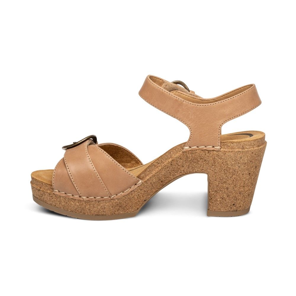 Giày sandal cao gót sức khỏe nữ Aetrex Tory Camel