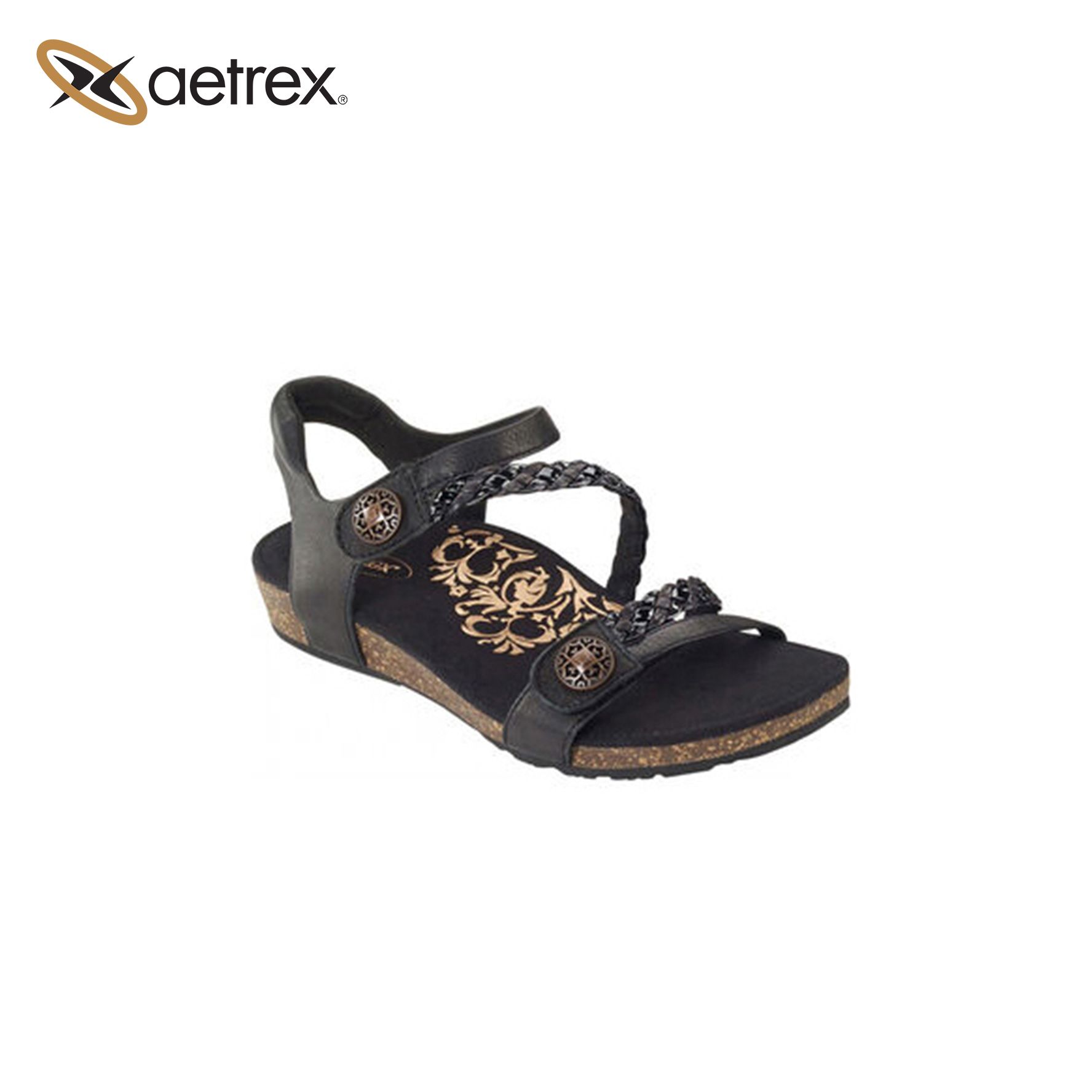 Sandal sức khỏe nữ Aetrex Jillian Black