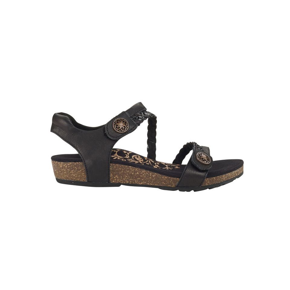 Giày sandal da sức khoẻ nữ Aetrex Jillian Black