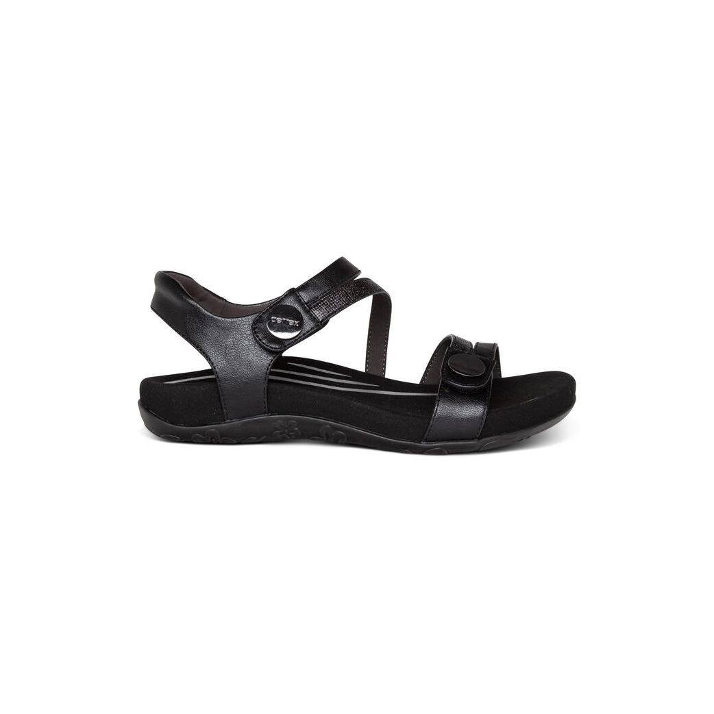 Sandal sức khỏe nữ Aetrex Jess Black