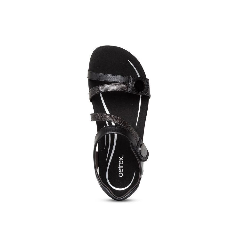 Sandal sức khỏe nữ Aetrex Jess Black