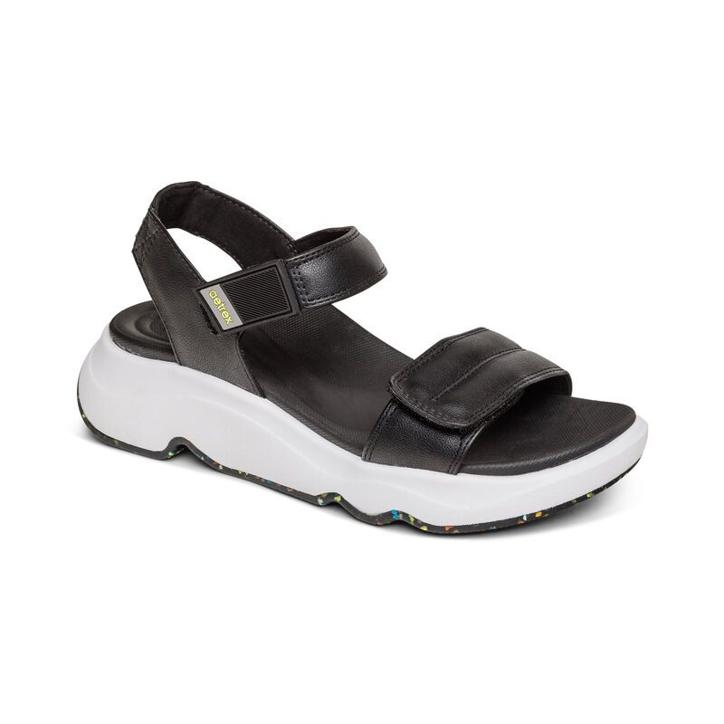  Giày Sandal sức khỏe nữ Aetrex Whit Black 