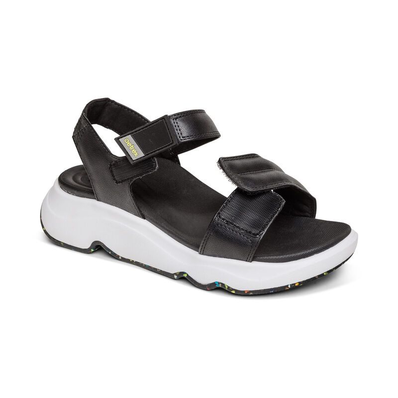  Giày Sandal sức khỏe nữ Whit Black 