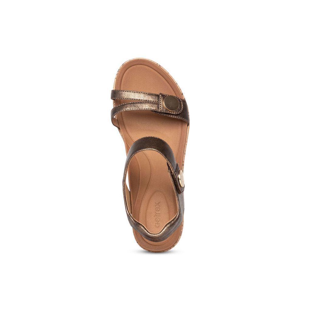 Sandal sức khỏe nữ Aetrex Livia Bronze