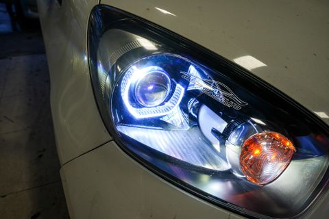  Combo Độ Bi LED DOMAX X-LED PRO Và Vòng Angel Eyes Kiểu BMW Cho Xe KIA MORNING 