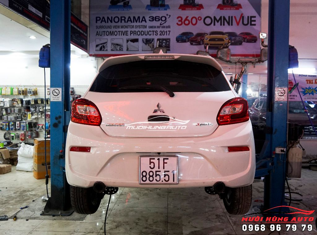 Độ Pô Cho Xe MITSUBISHI MIRAGE Mẫu AKRAPOVIC Đơn Chính Hãng