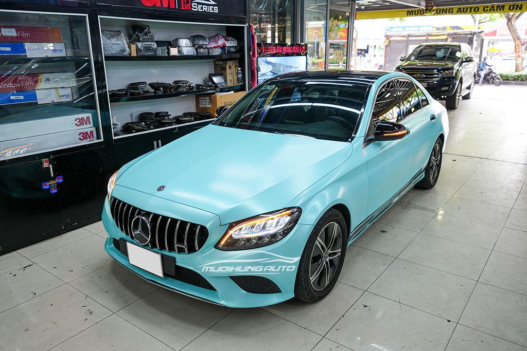 MERCEDES C200 2020 Dán Wrap Đổi Màu Xanh Sang Chảnh